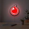 Hell Girl Fire Symbol LED lightbox hanging on a room wall with soft red light