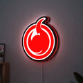 Hell Girl Fire Symbol LED lightbox hanging on a wall with red glow
