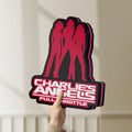Unlit Charlie's Angels LED lightbox held by hand to show size and details
