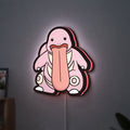 Lickitung LED lightbox hanging on a wall with pink glow
