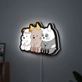 We Bare Bears LED lightbox hanging on a wall with white glow