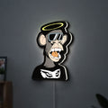 Bored Ape NFT LED lightbox hanging on a wall with white glow