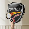 Unlit Comilla Victorians LED lightbox held by hand to show size and details
