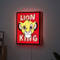 Simba Lion King LED lightbox hanging on a wall with red glow
