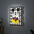Mickey Mouse LED lightbox hanging on a wall with white glow