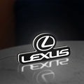 Lexus LED lightbox standing on a desk from an angled side view with white glow
