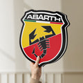 Unlit Abarth LED lightbox held by hand to show size and details