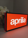 Aprilia Dimmable LED Light Box (30cm) - Illuminated angled view standing, unique wall art for desk and room decor
