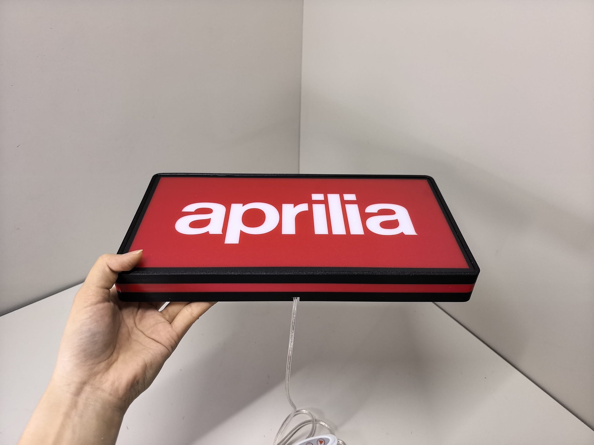 Aprilia Dimmable LED Light Box (30cm) - Unlit handheld size reference, unique wall art for desk and room decor