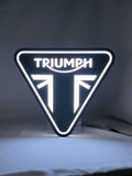 Triumph Motorcycles LED Sign (30cm) - Illuminated front view standing, perfect for garage and man cave decor