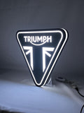 30cm Triumph Motorcycles 3D Printed Sign - Illuminated angled view standing, perfect for garage and man cave decor