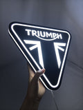 30cm Triumph Motorcycles 3D Printed Sign - Illuminated handheld size reference, perfect for garage and man cave decor