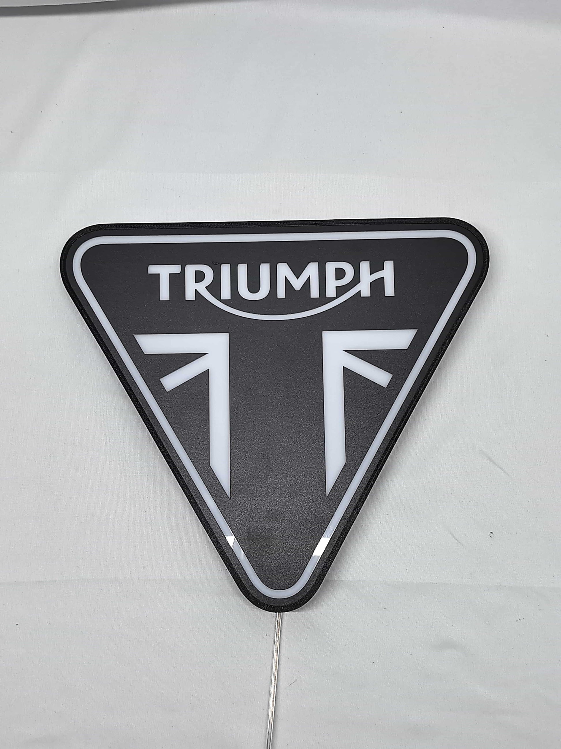 Triumph Motorcycles LED Light Box (30cm) - Unlit flat lay front details, perfect for garage and man cave decor