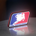 AMA Motocross LED lightbox standing on a desk from an angled side view with red glow