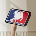 Unlit AMA Motocross LED lightbox held by hand to show size and details