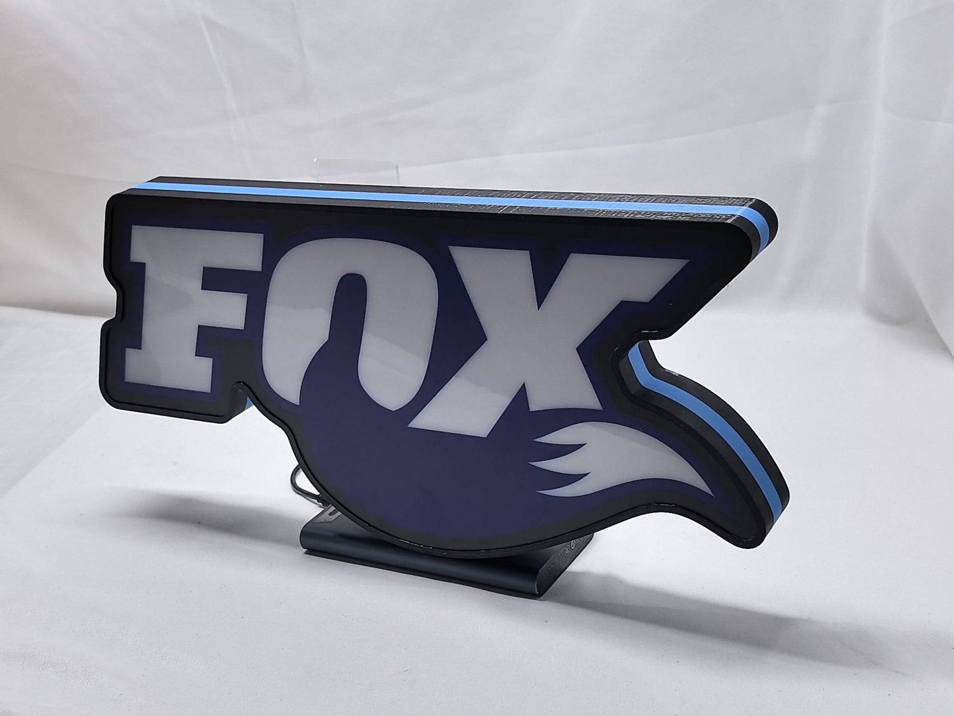 Fox Racing Shox LED Sign (40cm) - Unlit angled details standing, perfect for garage and man cave decor
