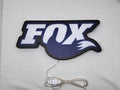Unlit flat lay front details of Fox Racing Shox Illuminated Sign in 40cm, perfect for garage and man cave decor