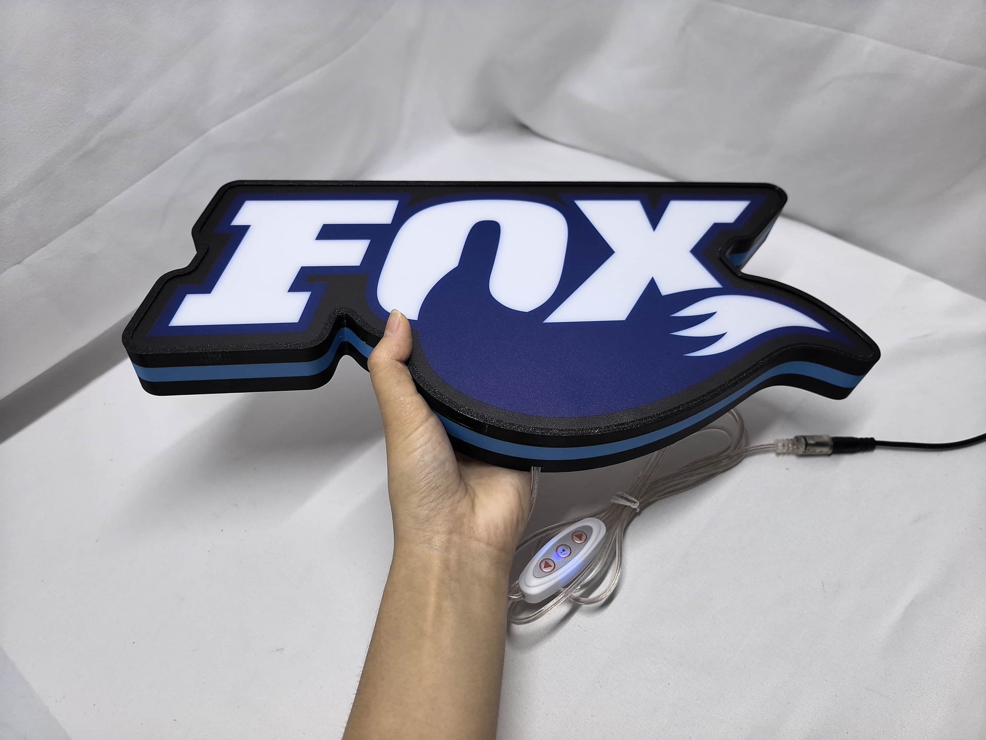Fox Racing Shox LED Light Box (40cm) - Unlit handheld size reference, perfect for garage and man cave decor