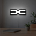 Dacia 2021 LED lightbox hanging on a room wall with soft white light
