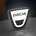 Dacia LED lightbox standing on a desk from an angled side view with white glow