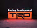 30cm Trd Racing Development 3D Printed Sign - Illuminated front view standing, perfect for garage and man cave decor