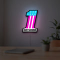 Harley #1 Patch LED lightbox hanging on a room wall with soft white light