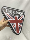 Unlit handheld size reference of Triumph 3D LED Sign in 30cm, unique wall art for desk and room decor