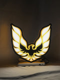Pontiac Firebird 1977 LED Light Box (30cm) - Illuminated front view standing, perfect for garage and man cave decor