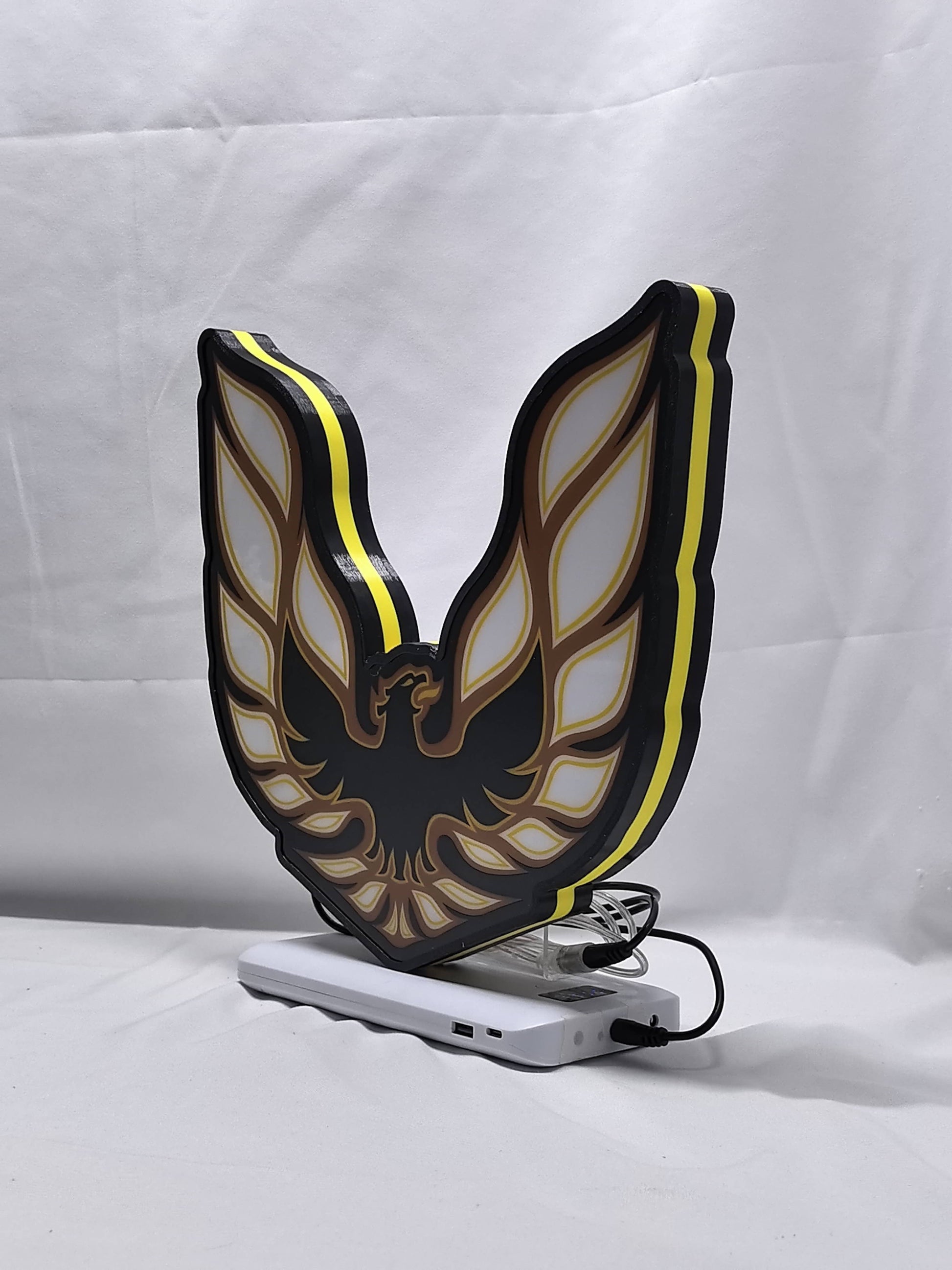 Pontiac Firebird 1977 LED Sign (30cm) - Unlit angled details standing, perfect for garage and man cave decor