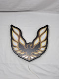 Unlit flat lay front details of Pontiac Firebird 1977 Illuminated Sign in 30cm, perfect for garage and man cave decor