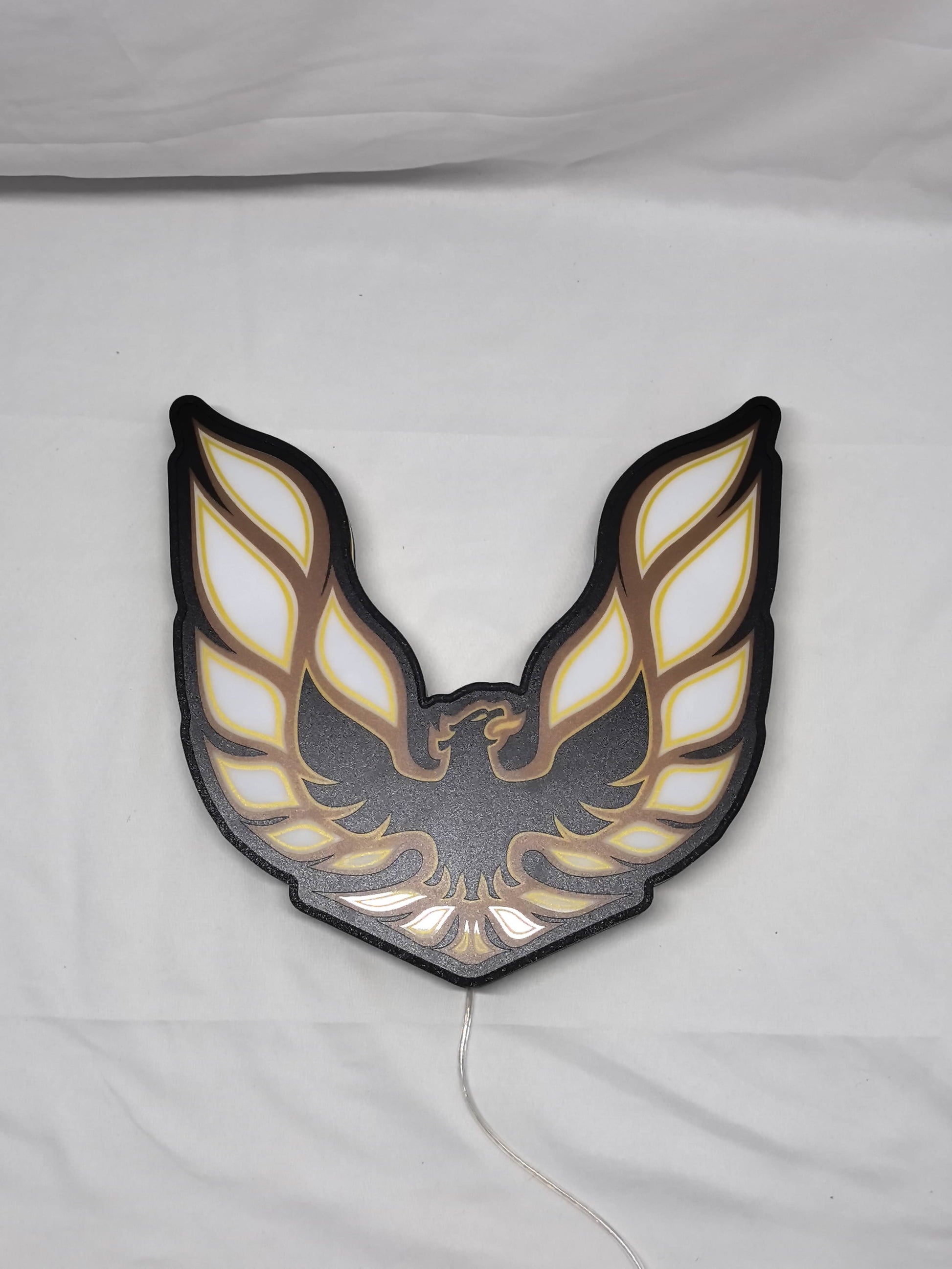 Unlit flat lay front details of Pontiac Firebird 1977 Illuminated Sign in 30cm, perfect for garage and man cave decor
