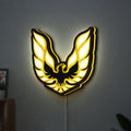Pontiac Firebird 1977 LED lightbox hanging on a wall with yellow glow