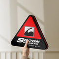 Unlit Spoon Sports LED lightbox held by hand to show size and details