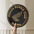 Unlit Classic Honda Racing Club LED lightbox held by hand to show size and details