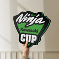 Unlit Kawasaki Ninja Cup LED lightbox held by hand to show size and details