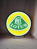 Lotus Cars LED Sign (50cm) - Illuminated front view standing, perfect for garage and man cave decor