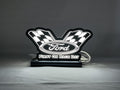 Ford Racing LED Sign (20cm) - Illuminated front view standing, perfect for garage and man cave decor
