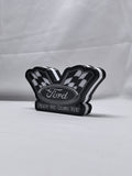 20cm Ford Racing 3D Printed Sign - Unlit angled details standing, perfect for garage and man cave decor