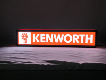 Kenworth LED Light Box (40cm) - Illuminated front view standing, perfect for garage and man cave decor