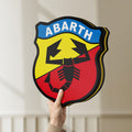 Unlit Abarth Scorpion LED lightbox held by hand to show size and details