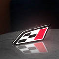 Cupra Racing Flag LED lightbox standing on a desk from an angled side view with white glow