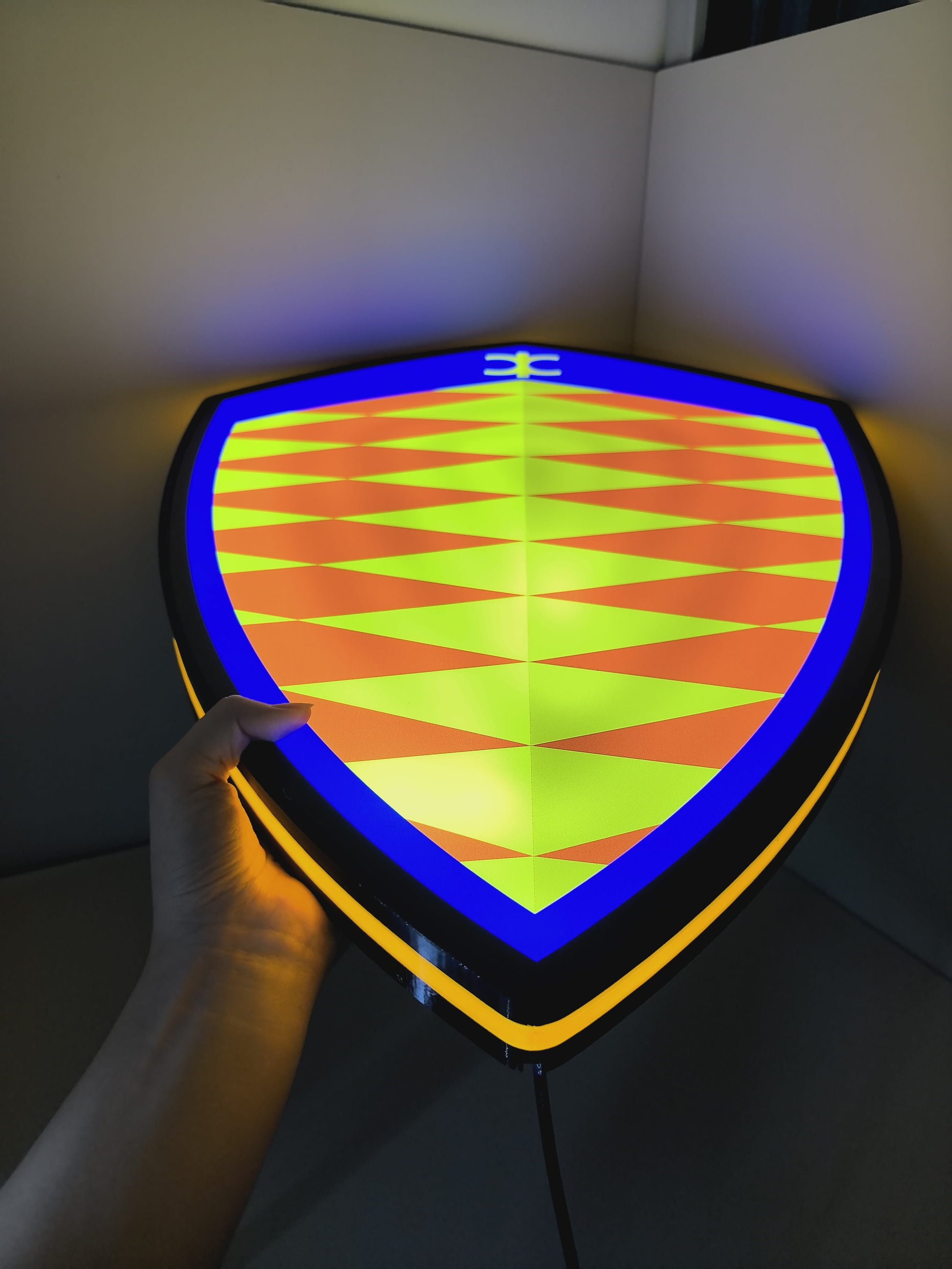 Illuminated handheld size reference of Koenigsegg Illuminated Sign in 60cm, perfect for garage and man cave decor