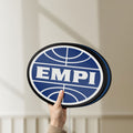 Unlit EMPI Volkswagen LED lightbox held by hand to show size and details