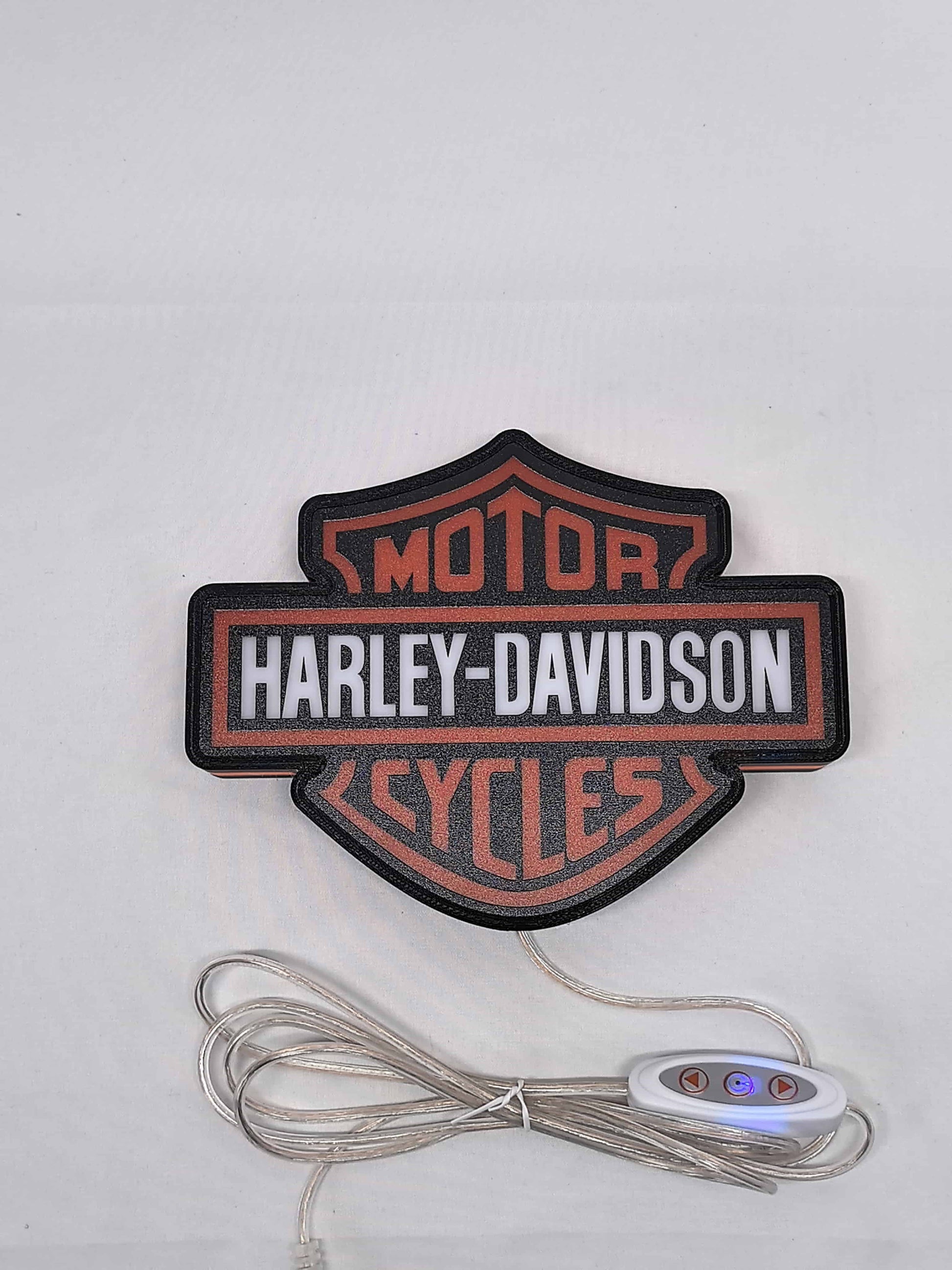 Harley Davidson LED Sign (20cm) - Unlit flat lay front details, unique wall art for desk and room decor
