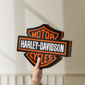Unlit Harley Davidson LED lightbox held by hand to show size and details