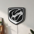 Unlit Dodge Viper LED lightbox mounted on a wall in daylight