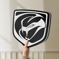 Unlit Dodge Viper LED lightbox held by hand to show size and details