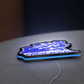 Mondial Motorcycle LED lightbox lying flat on a desk with blue glow