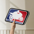 Unlit AMA Superbike LED lightbox held by hand to show size and details