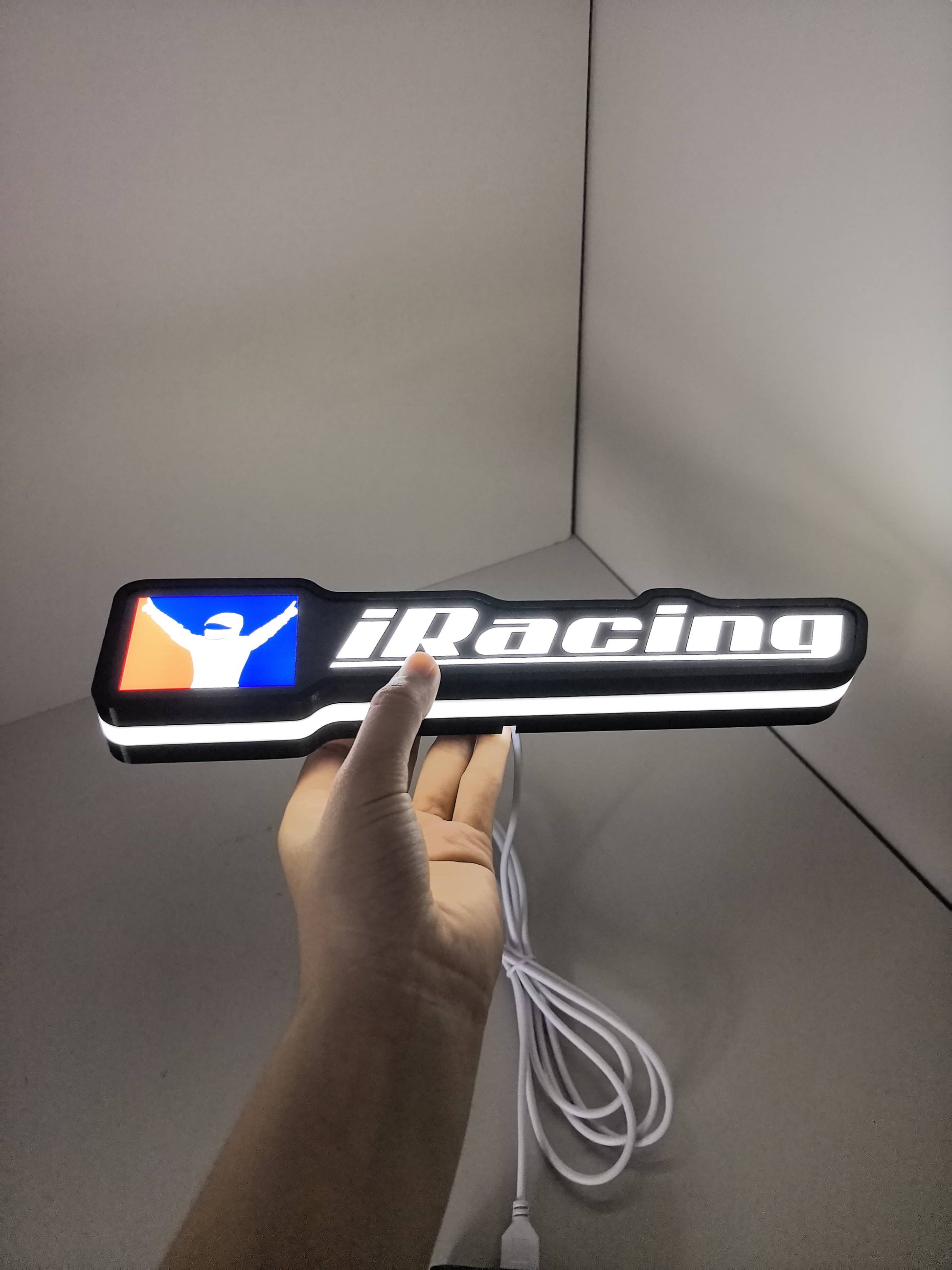 Iracing LED Sign (30cm) - Illuminated handheld size reference, perfect for garage and man cave decor